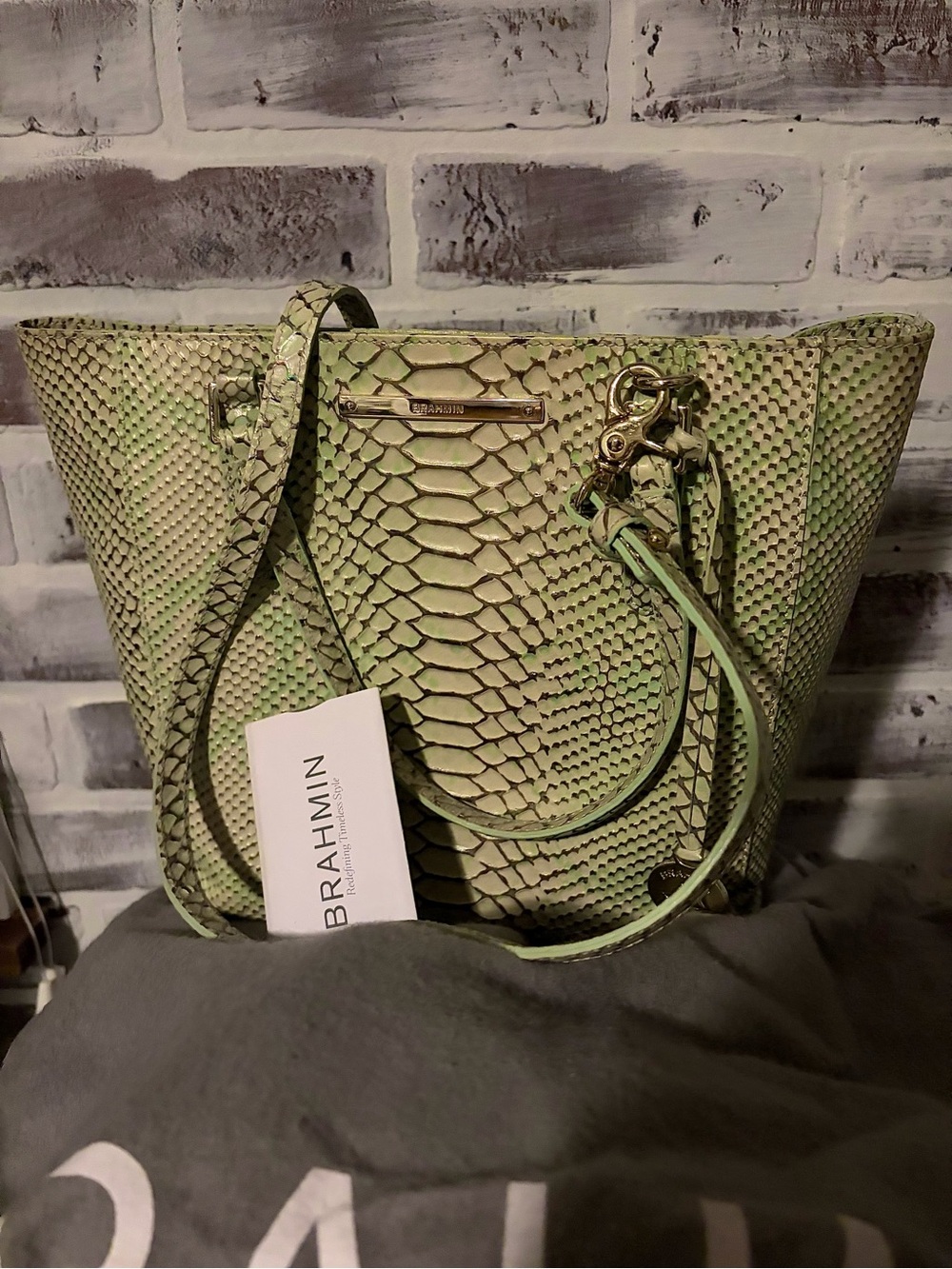 Brahmin Opal Sea Foam Green Crossbody Tote